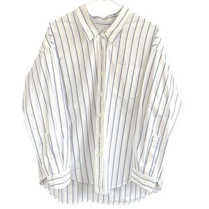 EUC Aritzia Wilfred Free Sail Cotton Oversize Button Down Top White Blue Small